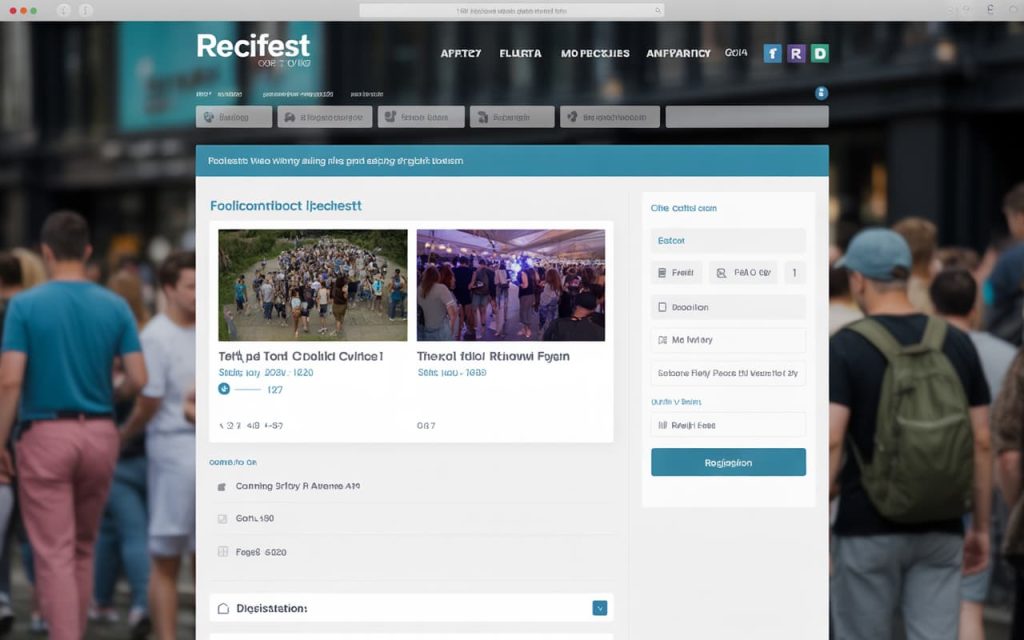Screenshot of Recifest Org official website showing events and registration”