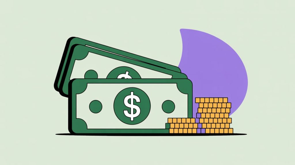 Cash and digital payout illustration, representing financial compensation for TCPA settlement participants.