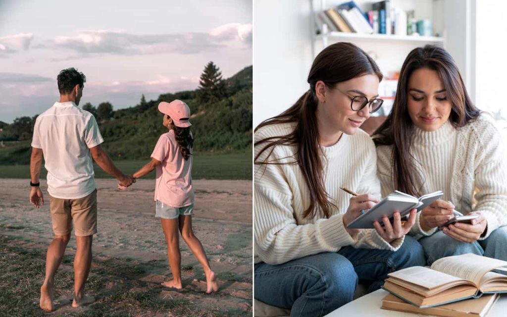  Summer: outdoor evening family or hobby time; Winter: cozy indoor planning and reading.